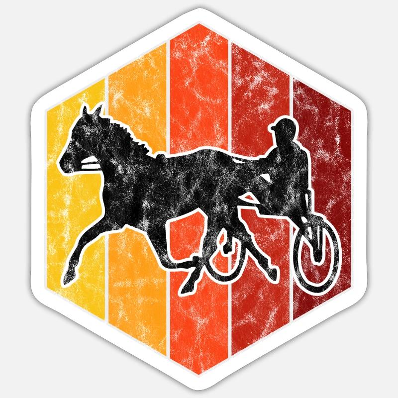 Traber Trabrennen in retro oder vintage Style - Sticker Größe S (10 x 10 cm) - Mattweiß