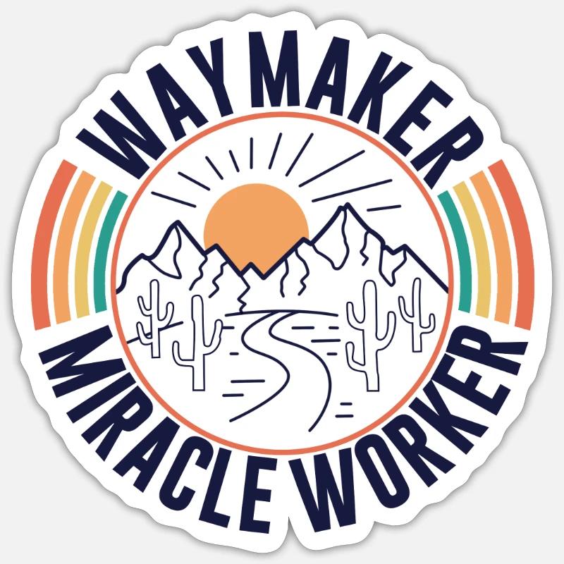 Way Maker Wundertäter - Christian Apparel - Sticker Größe S (10 x 10 cm) - Mattweiß