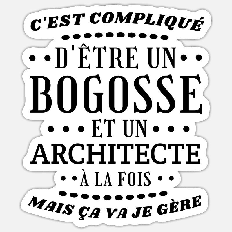 Bogosse architecte - Sticker taille S (10 x 10 cm) - blanc mat