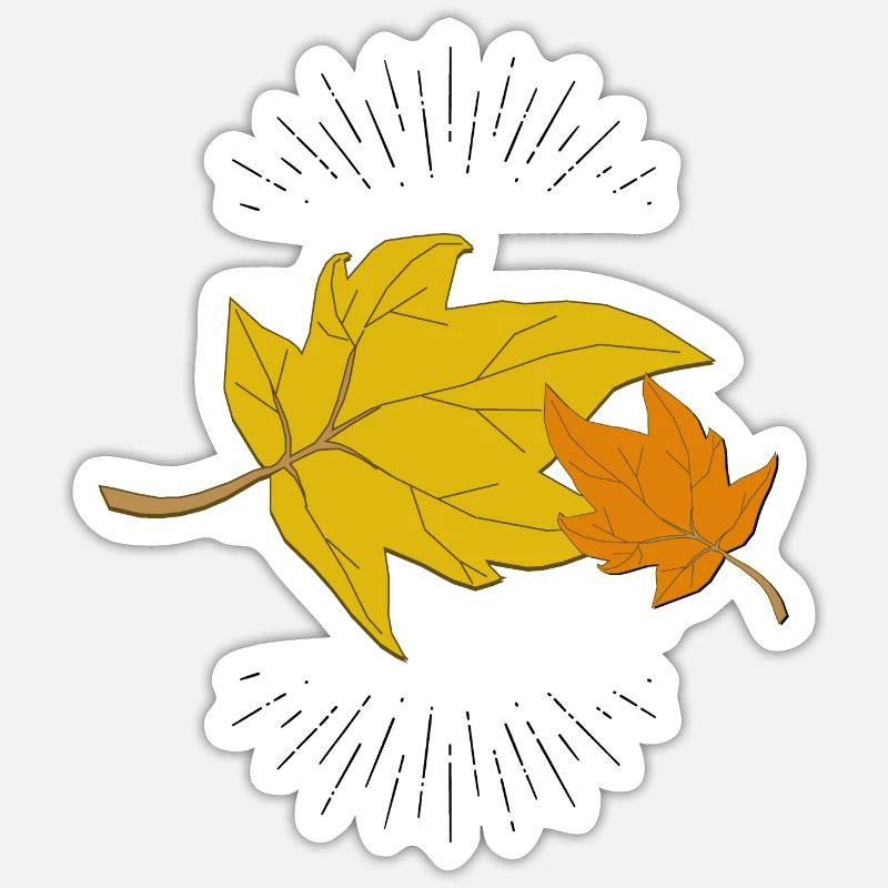 Herbstblatt mit Strahlen - Sticker Größe S (10 x 10 cm) - Mattweiß