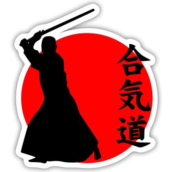Aikido - Sticker Größe S (10 x 10 cm) - Mattweiß - Vorne