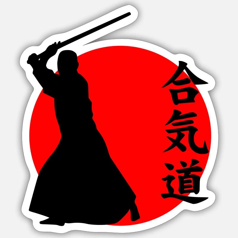 Aïkido - Sticker taille S (10 x 10 cm) - blanc mat