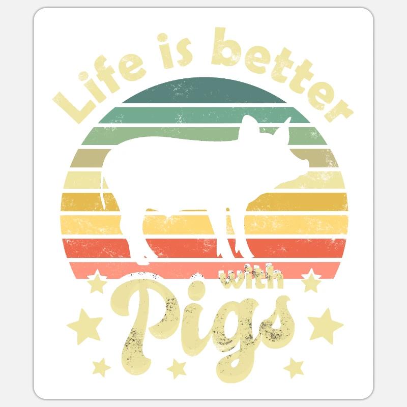 Cochons - Sticker taille S (10 x 10 cm) - blanc mat