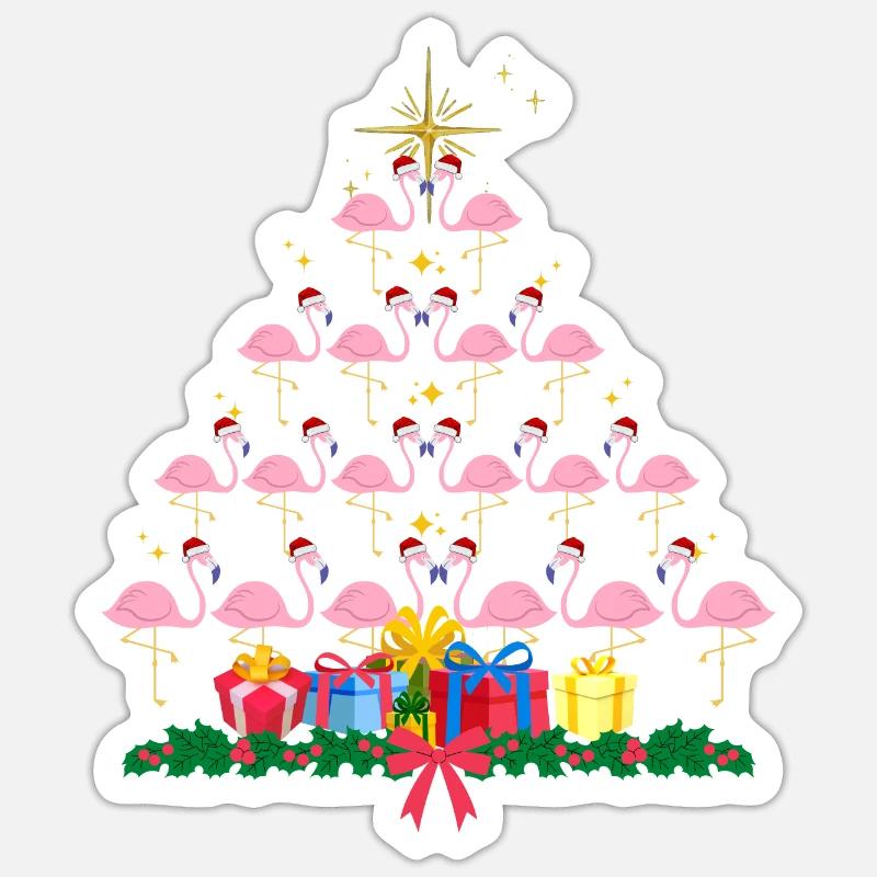 Flamingo-Weihnachten. Weihnachtsgeschenk - Sticker Größe S (10 x 10 cm) - Mattweiß