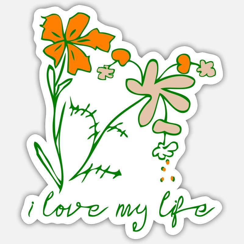 Fleurs, Fleurs - Sticker taille S (10 x 10 cm) - blanc mat
