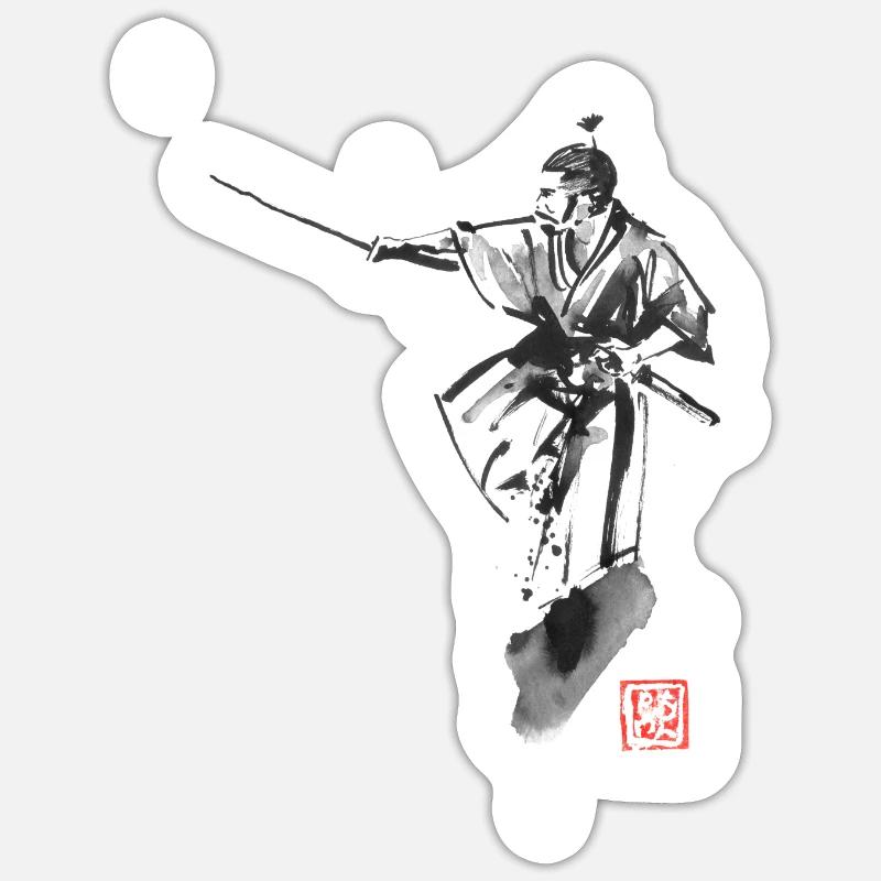 Samurai-Position - Sticker Größe S (10 x 10 cm) - Mattweiß