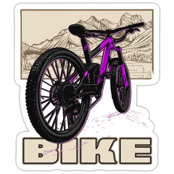 Mountain bike MTB downhill mountain bikers - Sticker size S (10 x 10 cm) - white matte - Front