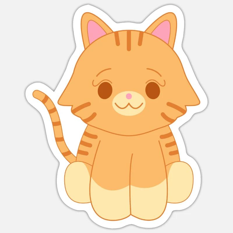 Chat roux - Sticker taille S (10 x 10 cm) - blanc mat