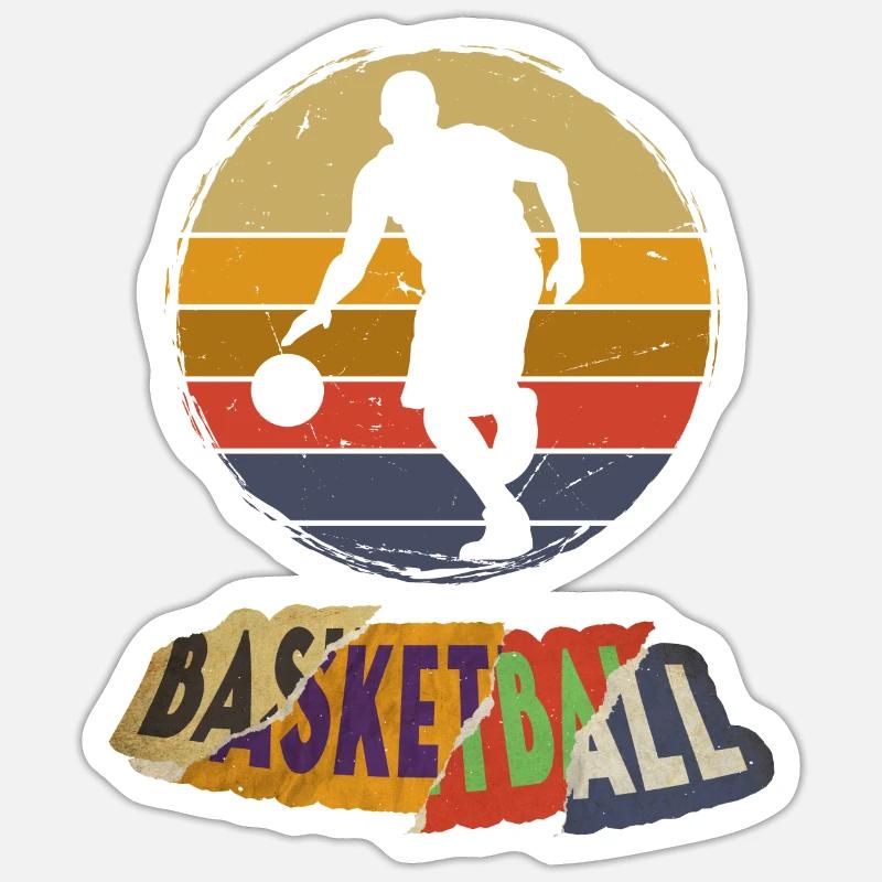 Basketteur Basketteur Vintage Rétro - Sticker taille S (10 x 10 cm) - blanc mat