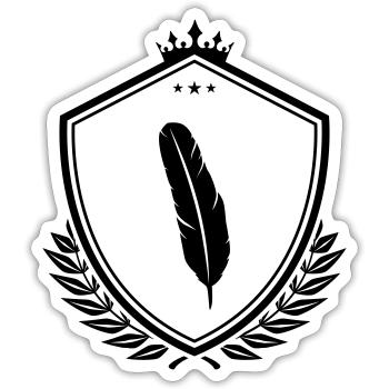 Armoiries des plumes - Sticker taille S (10 x 10 cm) - blanc mat - Devant