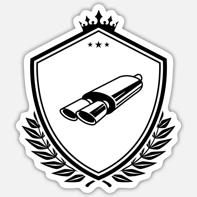 Exhaust tuning crest - Sticker size S (10 x 10 cm) - white matte