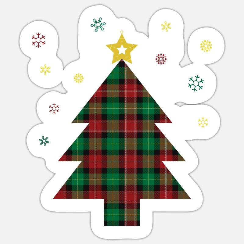 Karierter Weihnachtsbaum Sticker Größe S (10 x 10 cm)