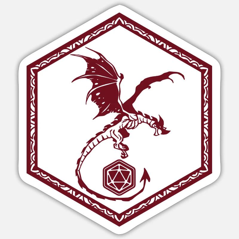 RPG game dice dragon - Sticker taille S (10 x 10 cm) - blanc mat