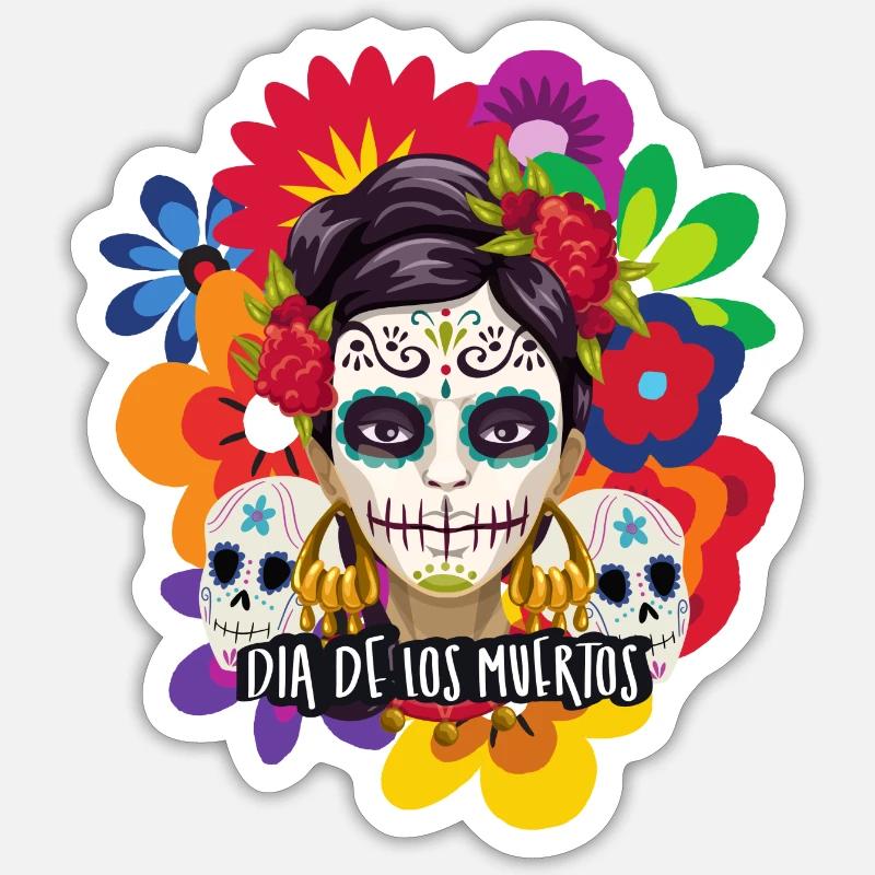 Dia De Los Muertos - Sticker taille S (10 x 10 cm) - blanc mat