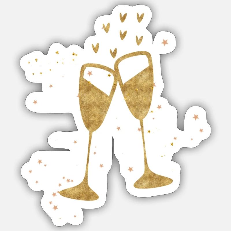 Silvester Anstoßen - Sticker Größe S (10 x 10 cm) - Mattweiß