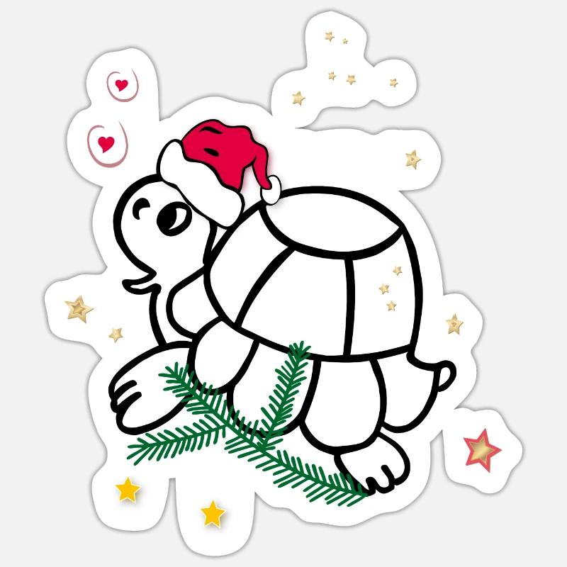 Turtle, Christmas - Sticker size S (10 x 10 cm) - white matte