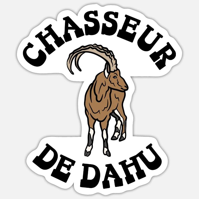 chasseur de dahu - Sticker taille S (10 x 10 cm) - blanc mat