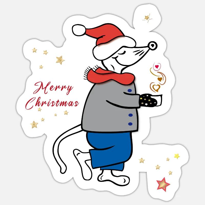Joyeux Noël, Avent - Sticker taille S (10 x 10 cm) - blanc mat