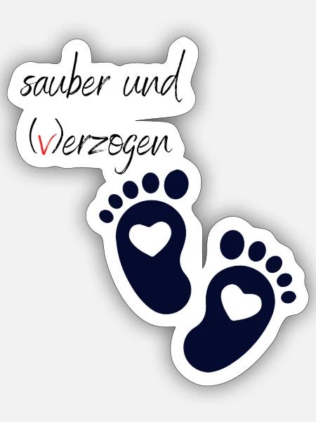 sauber verzogen Baby - Sticker Größe S (10 x 10 cm) - Mattweiß