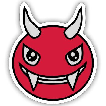 Design Face Evil Devil - Sticker taille S (10 x 10 cm) - blanc mat - Devant