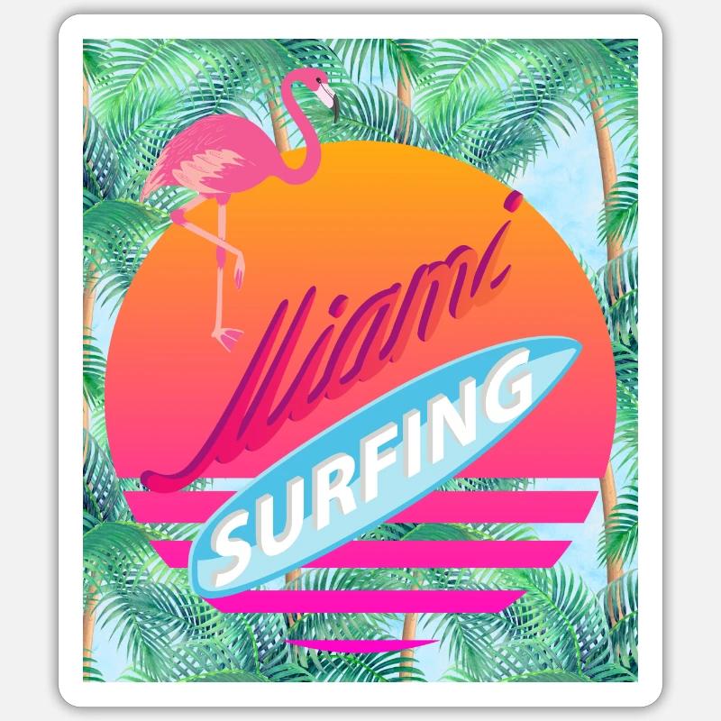 Miami, Floride, États-Unis - Sticker taille S (10 x 10 cm) - blanc mat