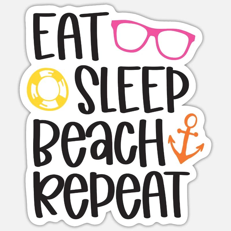 Manger dormir plage répéter - Sticker taille S (10 x 10 cm) - blanc mat