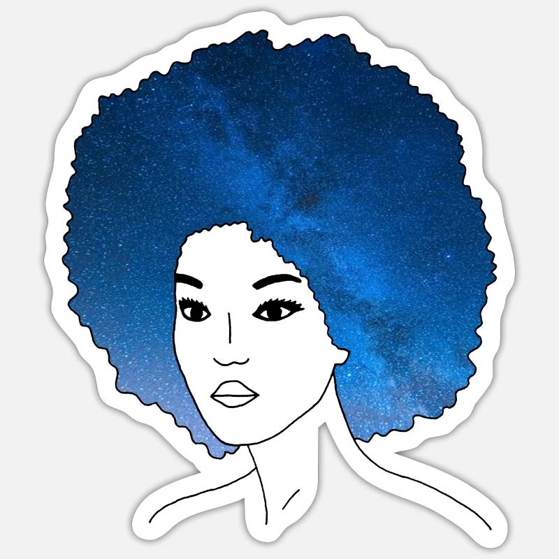 Chevelure étoilée - Sticker taille S (10 x 10 cm) - blanc mat