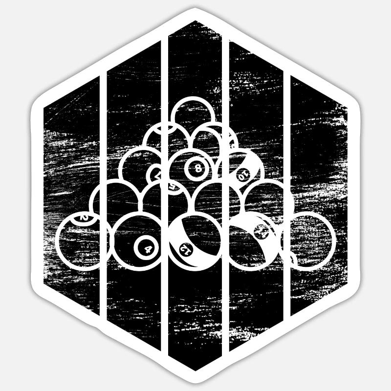 Cooles Billard - Sticker Größe S (10 x 10 cm) - Mattweiß