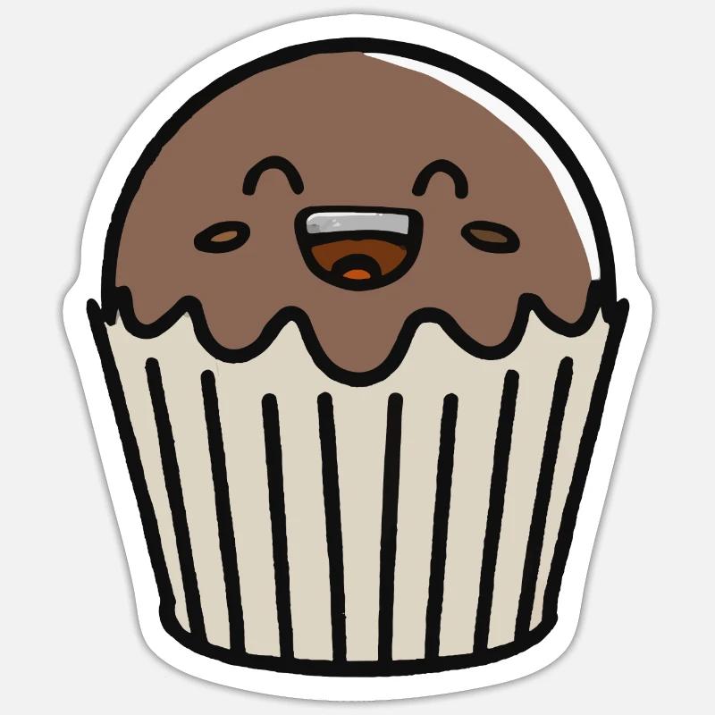 Cute Muffin with Face Vector Sticker size S (10 x 10 cm)