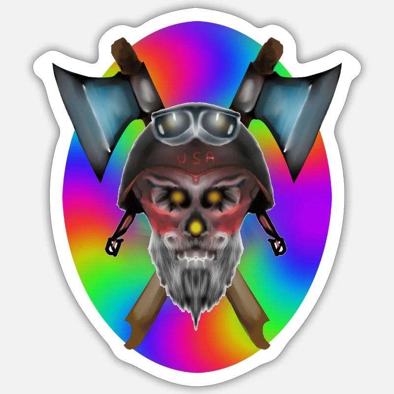 Biker Holzfäller - Sticker Größe S (10 x 10 cm) - Mattweiß