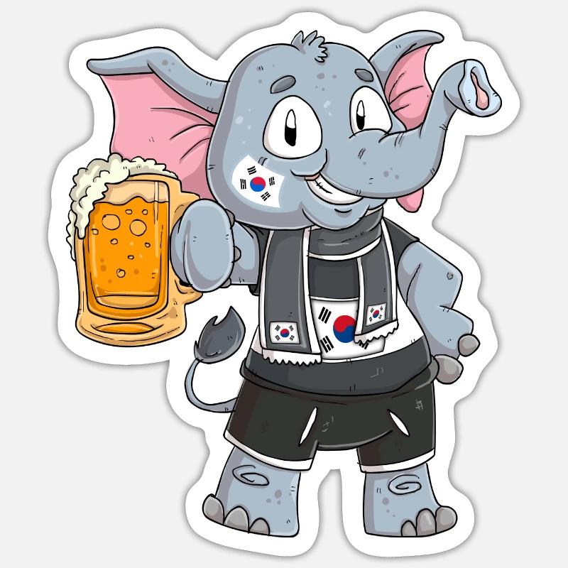 Éléphant fan de Corée du Sud Sticker taille S (10 x 10 cm)