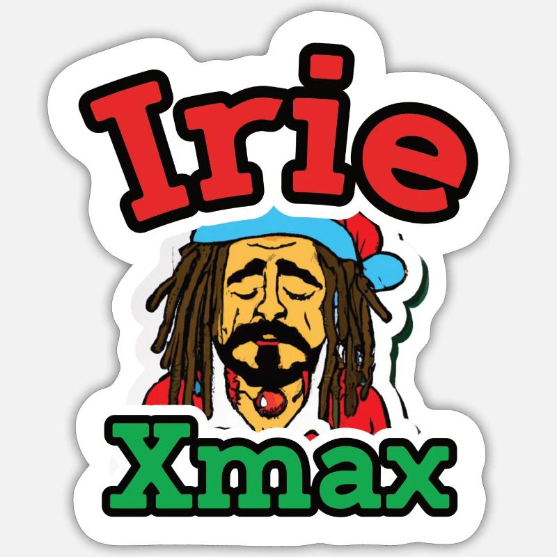 Irie Xmax Rasta Santa 2 - Sticker Größe S (10 x 10 cm) - Mattweiß