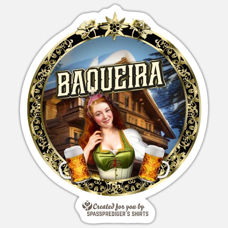 Baqueira Skigebiet in Spanien - Sticker Größe S (10 x 10 cm) - Mattweiß