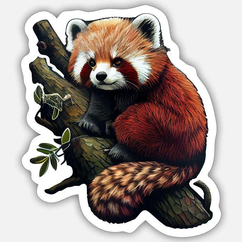 Petit panda - Sticker taille S (10 x 10 cm) - blanc mat