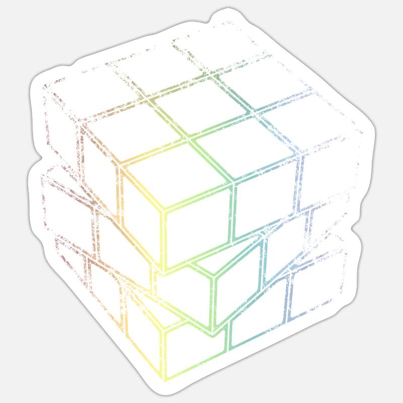 Cube en treillis - Sticker taille S (10 x 10 cm) - blanc mat