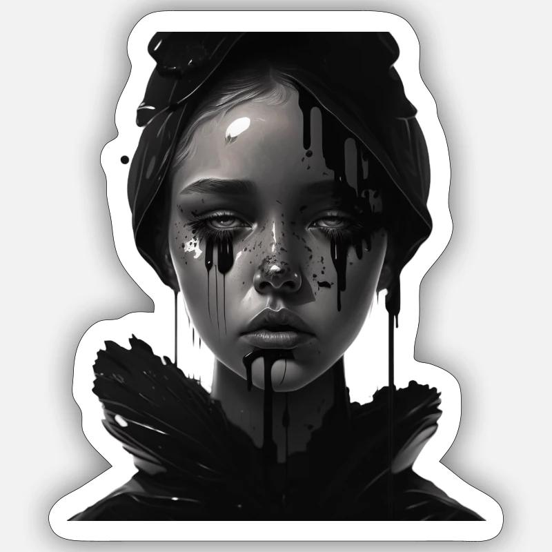 Fille triste Sticker taille S (10 x 10 cm)