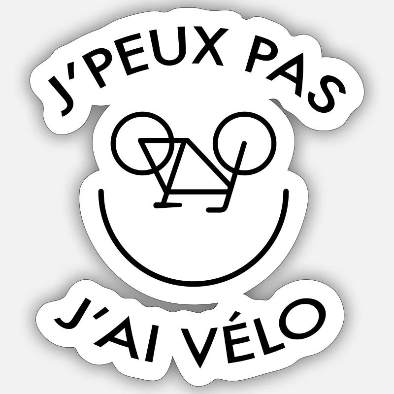 J'Peux Pas J'ai Vélo Cyclisme Bicyclette - Sticker taille S (10 x 10 cm) - blanc mat