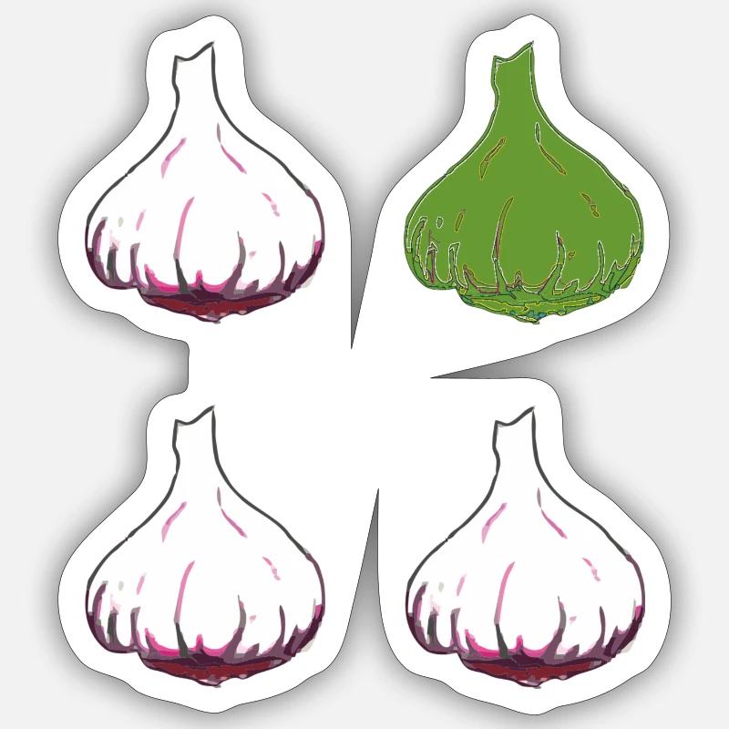 Garlic 4 - Sticker size S (10 x 10 cm) - white matte