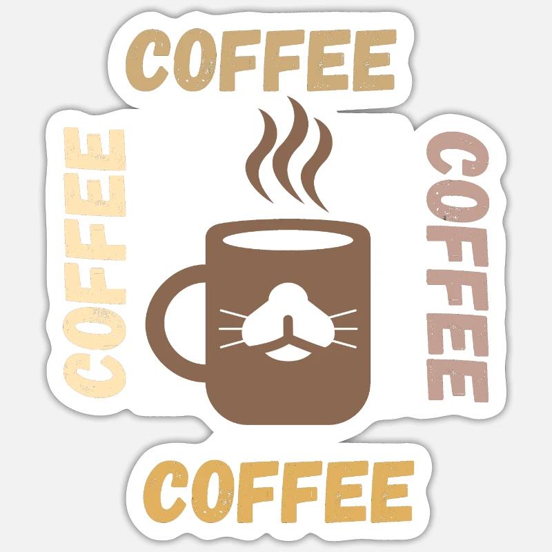 L’heure du café - Sticker taille S (10 x 10 cm) - blanc mat