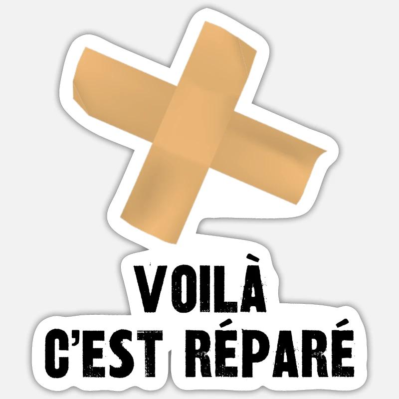 voilà c'est réparé - Sticker taille S (10 x 10 cm) - blanc mat