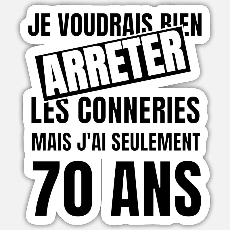 70 ans - Sticker taille S (10 x 10 cm) - blanc mat