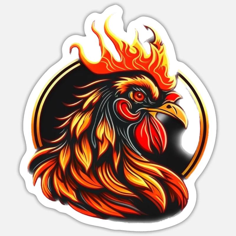 Fire Rooster Logo - Sticker size S (10 x 10 cm) - white matte
