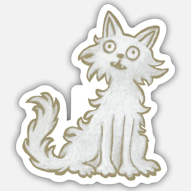 Chat - Sticker taille S (10 x 10 cm) - blanc mat