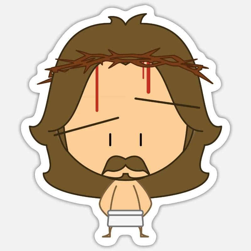 BuddyChrist - Sticker taille S (10 x 10 cm) - blanc mat