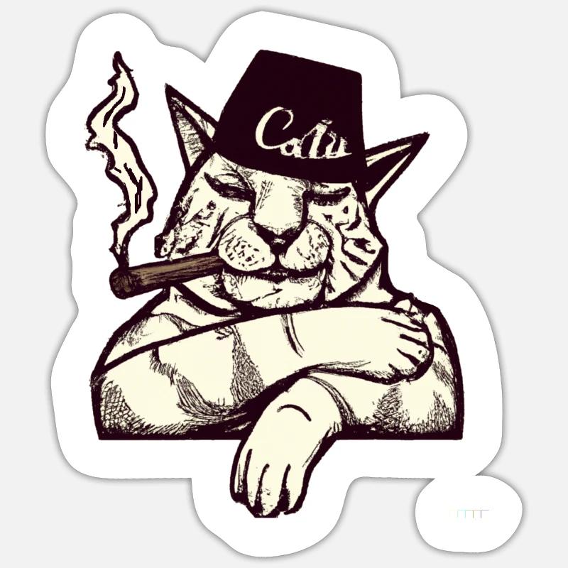 Katzen Katze Katzenshirt Katze Geschenkidee kitten - Sticker Größe S (10 x 10 cm) - Mattweiß
