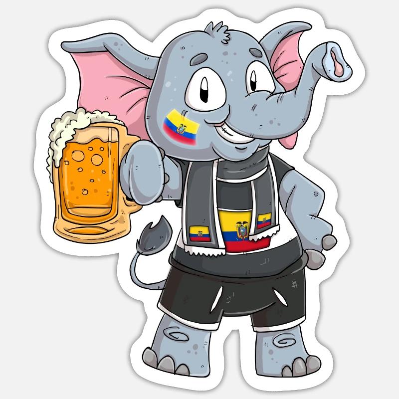 Ecuador Fan Elefant - Sticker Größe S (10 x 10 cm) - Mattweiß