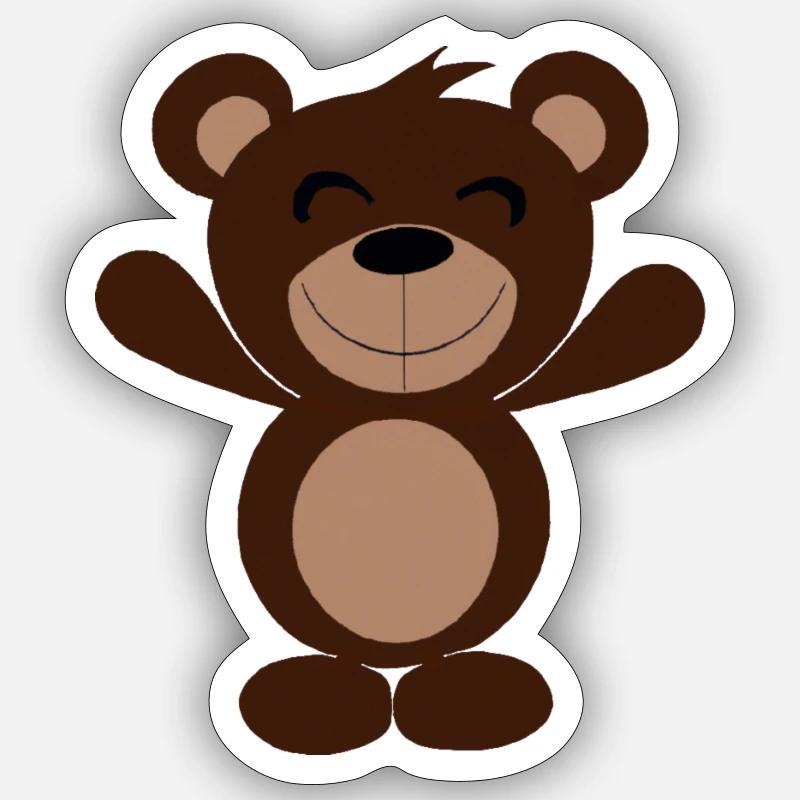 Friendly cuddly teddy - Sticker size S (10 x 10 cm) - white matte