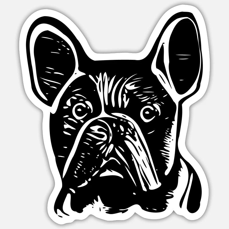 Buldog francuski - Naklejka rozmiar S (10 x 10 cm) - biały matowy
