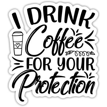 Tshirt Shirt Coffee Slogan Women Men - Sticker size S (10 x 10 cm) - white matte - Front