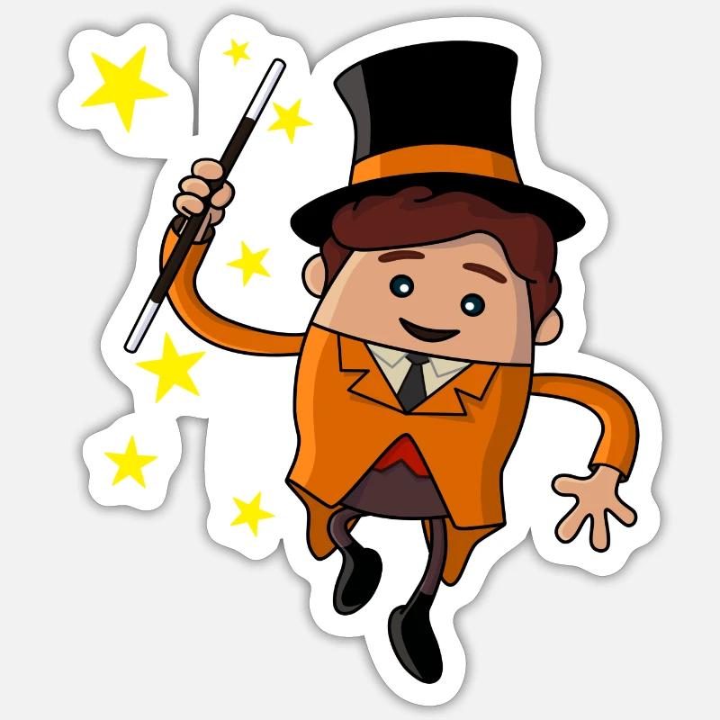 Magicien illustration - Sticker taille S (10 x 10 cm) - blanc mat
